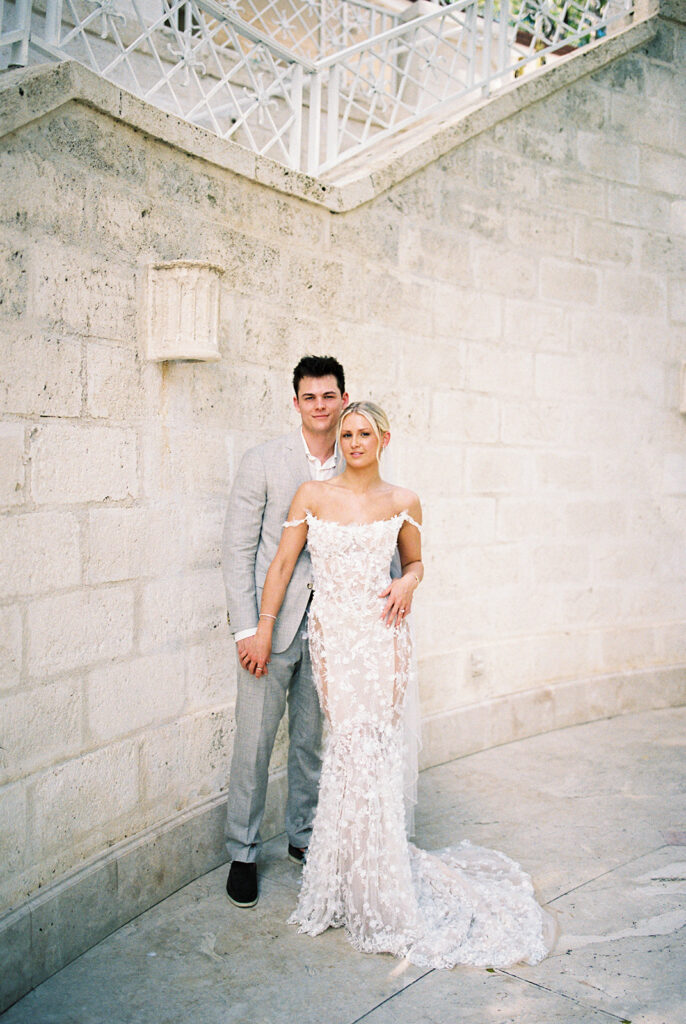 Bride & groom photographed at Sandy Lane in Barbados.