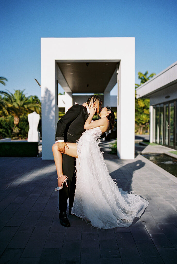 Bride and Groom at the Glass Venue Miami