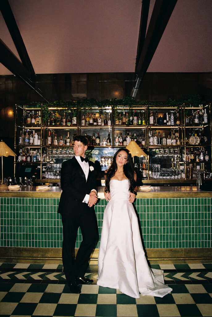 Bride and Groom pictures in Pink Cabana at Sands Hotel Palm Springs